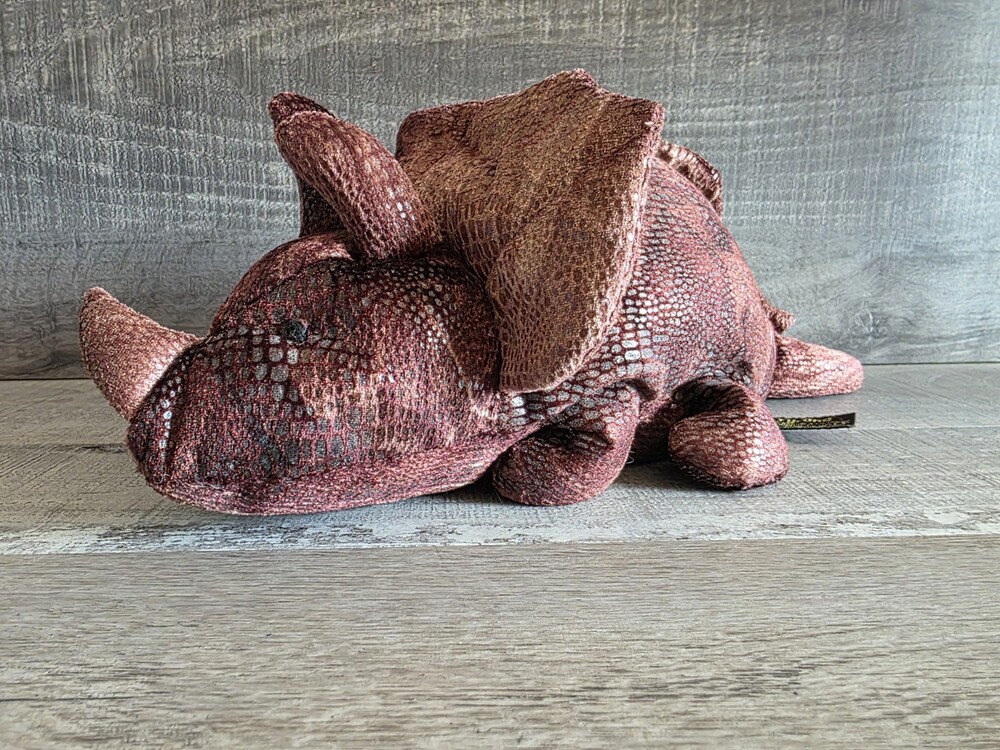 Russ Tyrone Triceratops Dinosaur Bean Bag 14" Plush Brown Dino Stuffed b239
